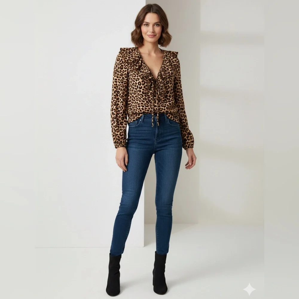 100# Versatile Leopard Print Blouse - never go out of style! - Picture 4 of 16